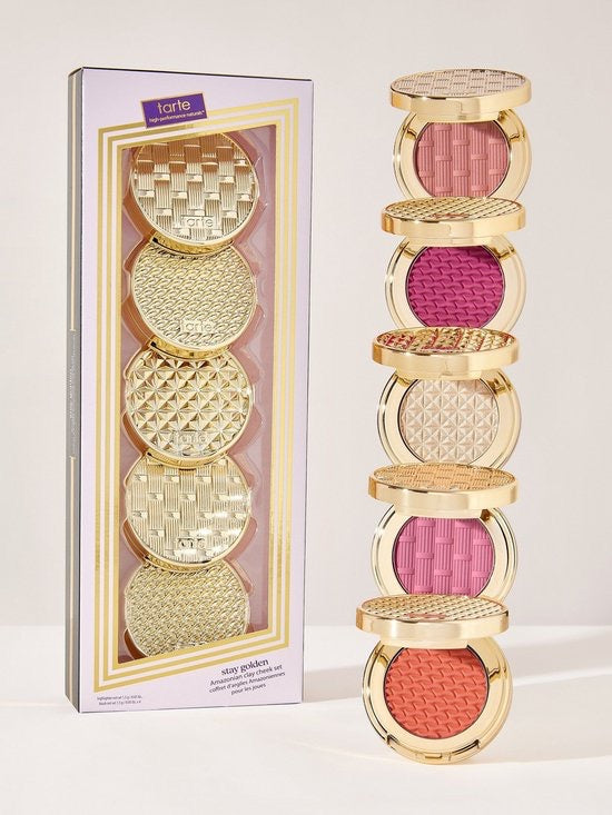 Tarte Stay Golden Amazonian Clay Cheek Set - Set van 5 - MINI blush & highlighter set